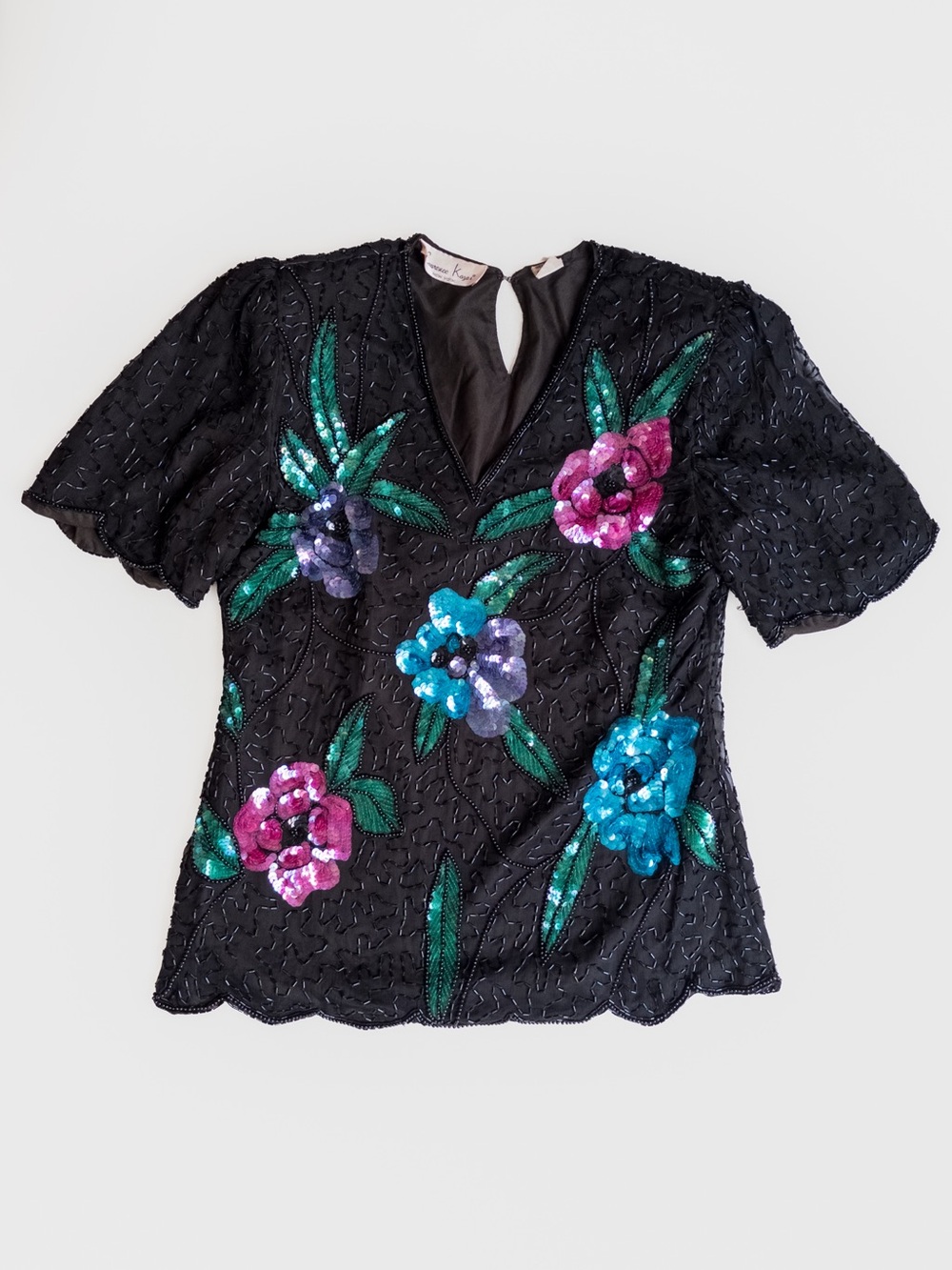 1980's Vintage Silk Beaded Blouse